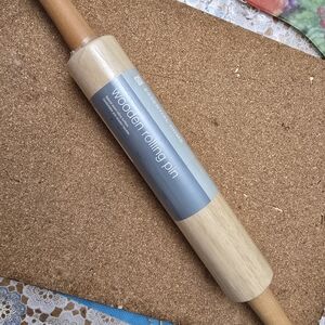 10" Wooden Rolling Pin Rolling Surface With 4" Handles Home Baking Pastry